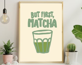 Affiche murale Matcha Latte Vert pour la cuisine - Décoration murale tendance - Poster minimaliste - Art de café - Téléchargement numérique