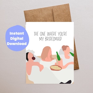 Willst du meine Brautjungfern sein Karten Download, lustige Brautjungfer Karte Vorschlag, niedliche rosa Brautjungfer Filmkarte Flughafen druckbare, beste Freunde