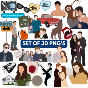 Huge Vampire PNG Bundle, 30 Twilight Designs, Bella Team Edward Jacob, Twilight Party Decor, Clip Art for Crafts, PNG Sticker Printables
