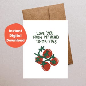 Niedliche Tomaten Grußkarte, Geburtstagskarte, A4, Lustige Tomatenkarte Download-Druck zu Hause Aquarell Obst ästhetische Karte für Freund