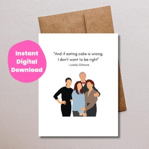 Cartão engraçado para mãe, cartões de felicitações para mãe e filha, baixar PDF, programas de TV dos anos 2000, citações engraçadas de Gilmore Girls, cartão de Dia das Mães para imprimir