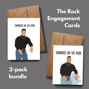 Lot de deux cartes de fiançailles The Rock, cartes de fiançailles amusantes pour les couples nouvellement fiancés, fichier PDF imprimable Félicitations pour le diamant Rock