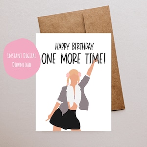 2000er Geburtstagssänger Geburtstagskarte, Lustige Karte für Freund, Spears, Y2K Karten, Y2K Popkultur Kunst Illustrationen Happy Birthday One More Time