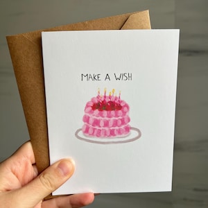 Make A Wish Handgemachte ästhetische alles Gute zum Geburtstagkarte für sie, Freund, Mutter, Schwester, lustige Girly Bday Karten, handgemachte A2-Karten 4,25 "x 5,5"