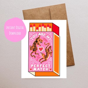 Biglietto carino per amico, biglietto carino per fidanzato, idee per biglietti con giochi di parole, sei la mia anima gemella, biglietto di San Valentino, download digitale stampabile
