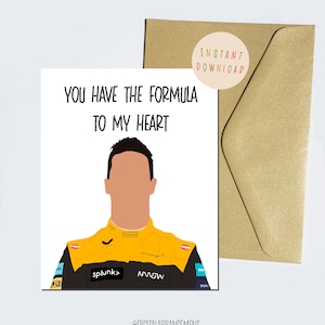 Cartão de impressão digital Daniel Ricciardo F1, cartão fofo e engraçado para entusiasta/amante da Fórmula 1, você tem a fórmula no meu coração
