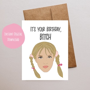 2000s Geburtstagskarte Sänger, lustige Karte für Freund, Speere, Y2K Karten, Y2K Pop Kultur Kunst Illustrationen Happy Birthday, It's Your Birthday B