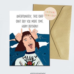 Eddie Happy Birthday Card, Stranger Things, Teen Pop Culture, Netflix, Funny Card for Friend or Family Member, Instant Digital Download File