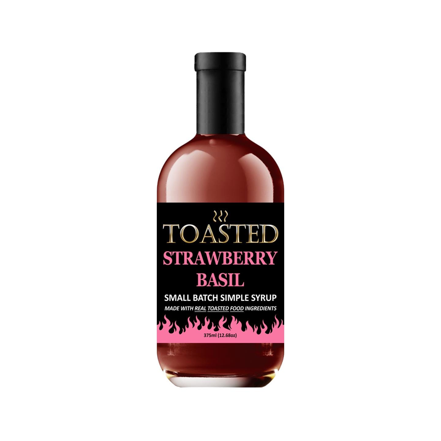 TOASTED Strawberry Basil Small Batch Simple Syrup 375ml
