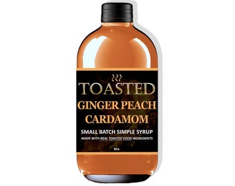 TOASTED Ginger Peach Cardamom Small Batch Simple Syrup 8oz. (Limited Time Offer)