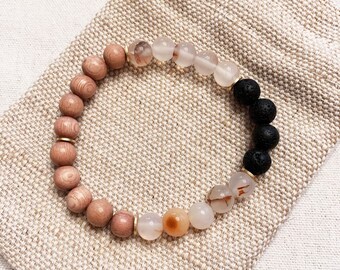 Sunset Agate Essential Oil Diffuser Bracelet // Rosewood