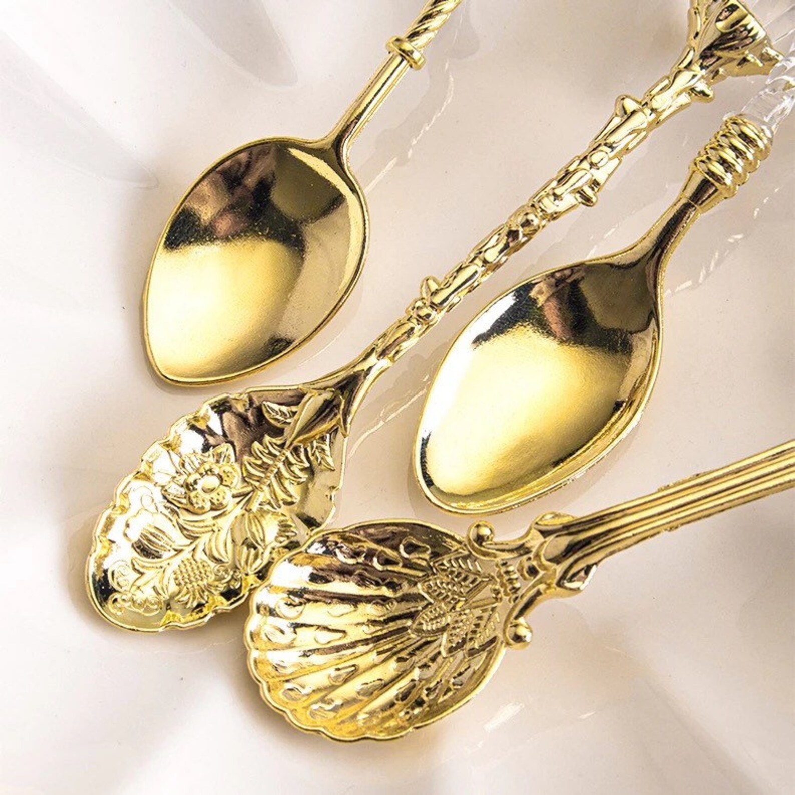 Gold Crystal Tea Spoon Etsy
