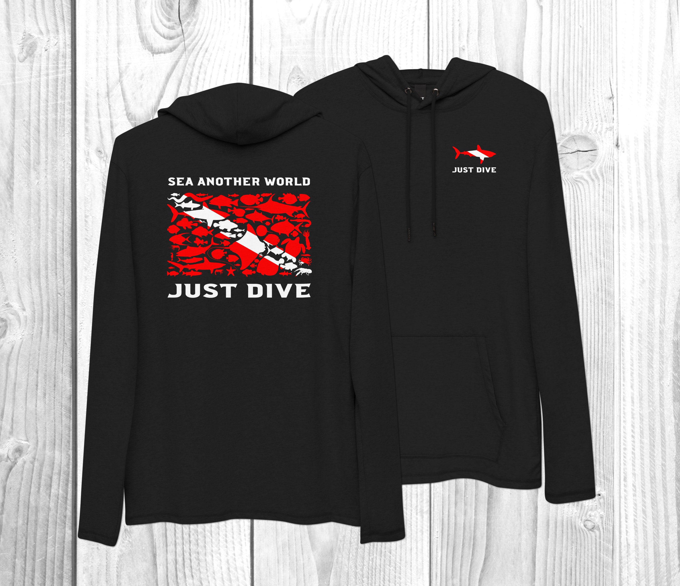 Sea Another World Just Dive Long Sleeve Lightweight Hoodie, SCUBA