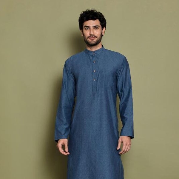 Kurta fait à la main pour hommes Kurta traditionnel indien pour hommes 100% coton Kurta longue tunique Kurta mariage Kurta élégant Kurta- uniquement Kurta - EXPRESS