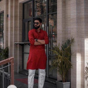 Maroon kurta white pajama sale