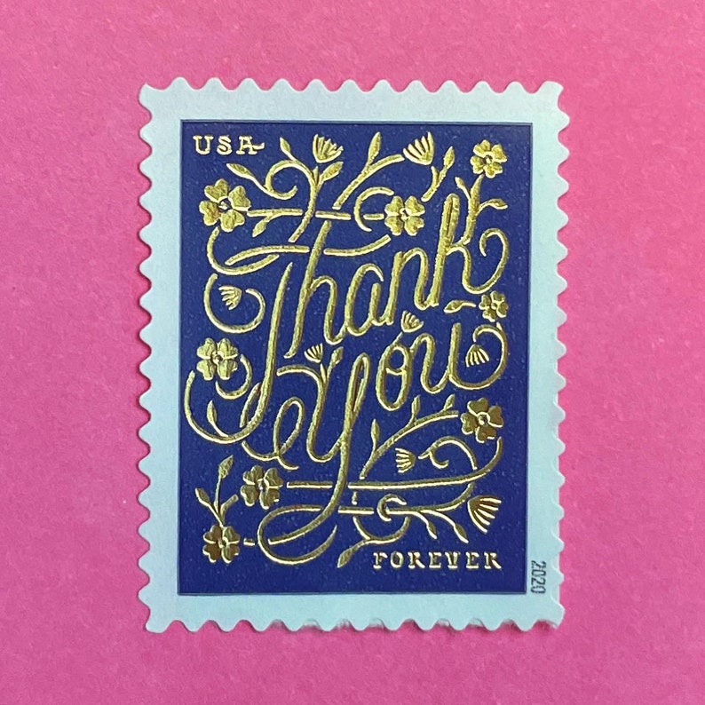 Set of 4 USA 2020 Thank You Forever Postage Stamps With Gold | Etsy