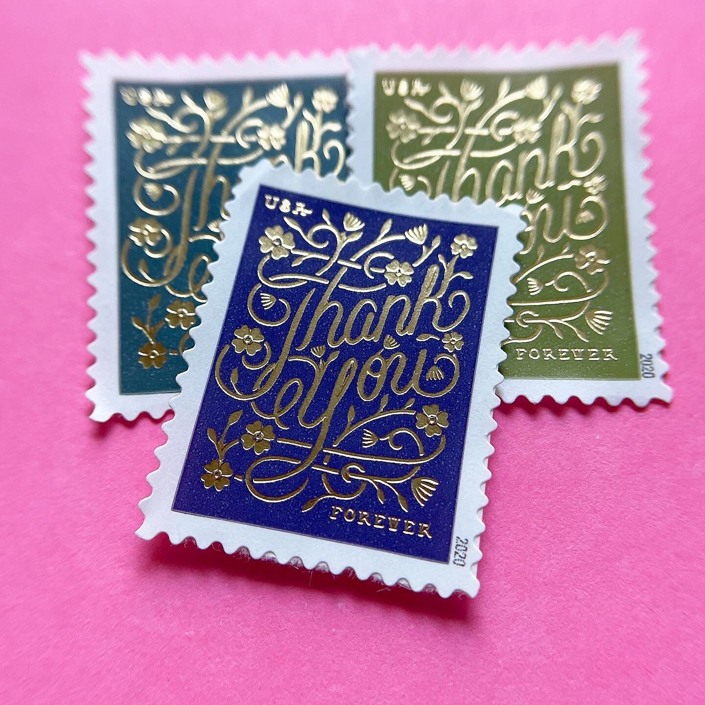 Set of 4 USA 2020 Thank You Forever Postage Stamps with gold Etsy
