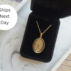 Virgin Mary Pendant Necklace Gold– Elegant religious jewelry for women, perfect Catholic gift, dainty & stylish everyday wear. Mother&#39;s day
