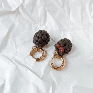 Blackberry Charms, Set of 2 Polymer Clay Blackberry Charms for Hoop Earrings CHARMS ONLY