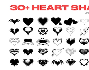 Hearts Vectors & Shapes Pack (30+ Variations) | For Illustrator, Procreate, Photoshop, and More