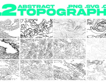Topographic Map Vector Patterns Pack (12 Variations) - for Illustrator, Procreate, Photoshop, and More