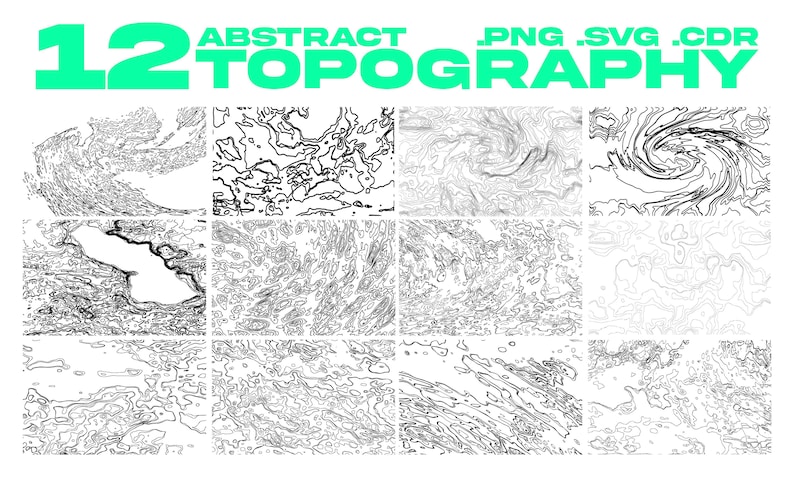 Topographic Map Vector Patterns Pack (12 Variations) - for Illustrator ...
