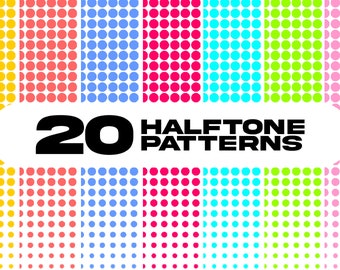 Halftone Vector Pattern Overlays Pack (20 Variations) | For Illustrator, Procreate, Photoshop, and More