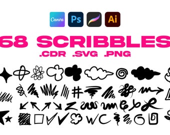 Scribbles & Doodles Vector Pack | For Photoshop, Illustrator, Procreate and Canva