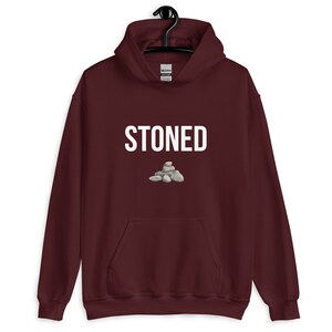 Stoned w/ rocks hoodie (white font)