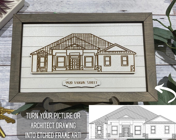 Custom Engraved House Portrait, First Home Gift, Real Estate Agent Closing Gift, Housewarming Gift, Custom House Portrait