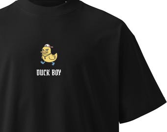 Duck Boy oversized high neck heavyweight t-shirt: Funny meme duck unisex tee, Graphic fuckboy f*ckboy streetwear, Gift for him her