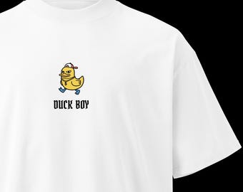 Duck Boy oversized high neck heavyweight t-shirt: Funny meme duck unisex tee, Graphic fuckboy f*ckboy streetwear, Gift for him her
