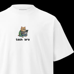 Tech Bro oversized high neck heavyweight t-shirt: Programmer unisex tee, Coder shirt, Cat lover, Trendy outfit, Tech guy, Gift for him her