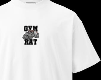 Gym Rat (limited edition) oversized high neck heavyweight t-shirt: Fitness unisex tee, Workout fit, Pump cover gym shirt, Gift for him her