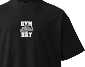 Gym Rat (limited edition) oversized high neck heavyweight t-shirt: Fitness unisex tee, Workout fit, Pump cover gym shirt, Gift for him her