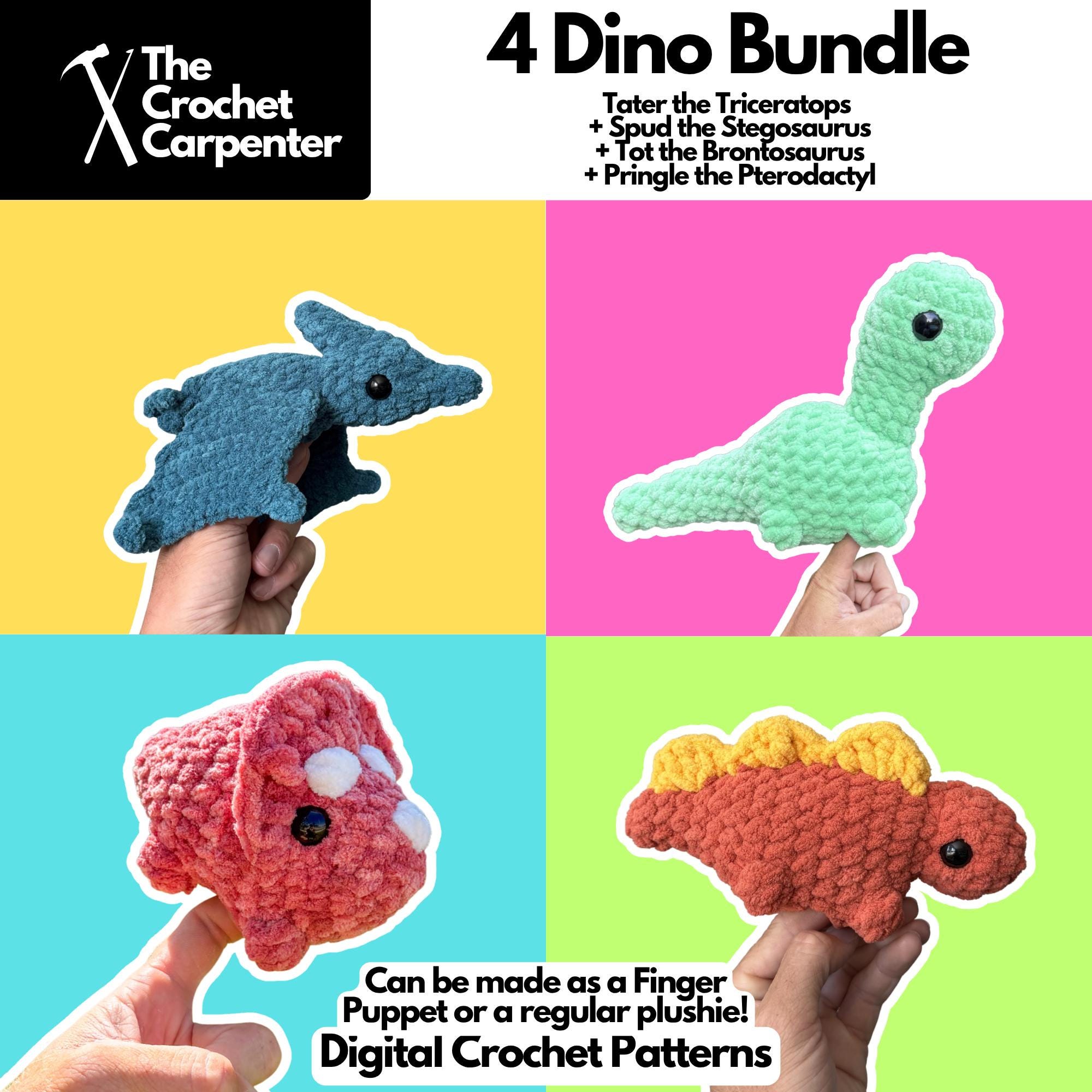 39 Stegosaurus Crochet Patterns: Unleash Your Creativity with Dinosaur Designs 13 Triceratops + Stegosaurus + Brontosaurus + Pterodactyl