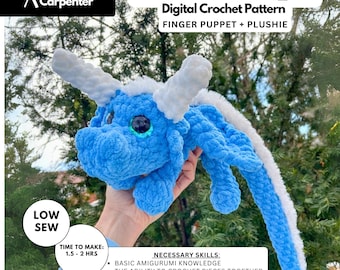 Modèle de marionnettes à doigt dragon au crochet : peluche de cendre (téléchargement numérique)