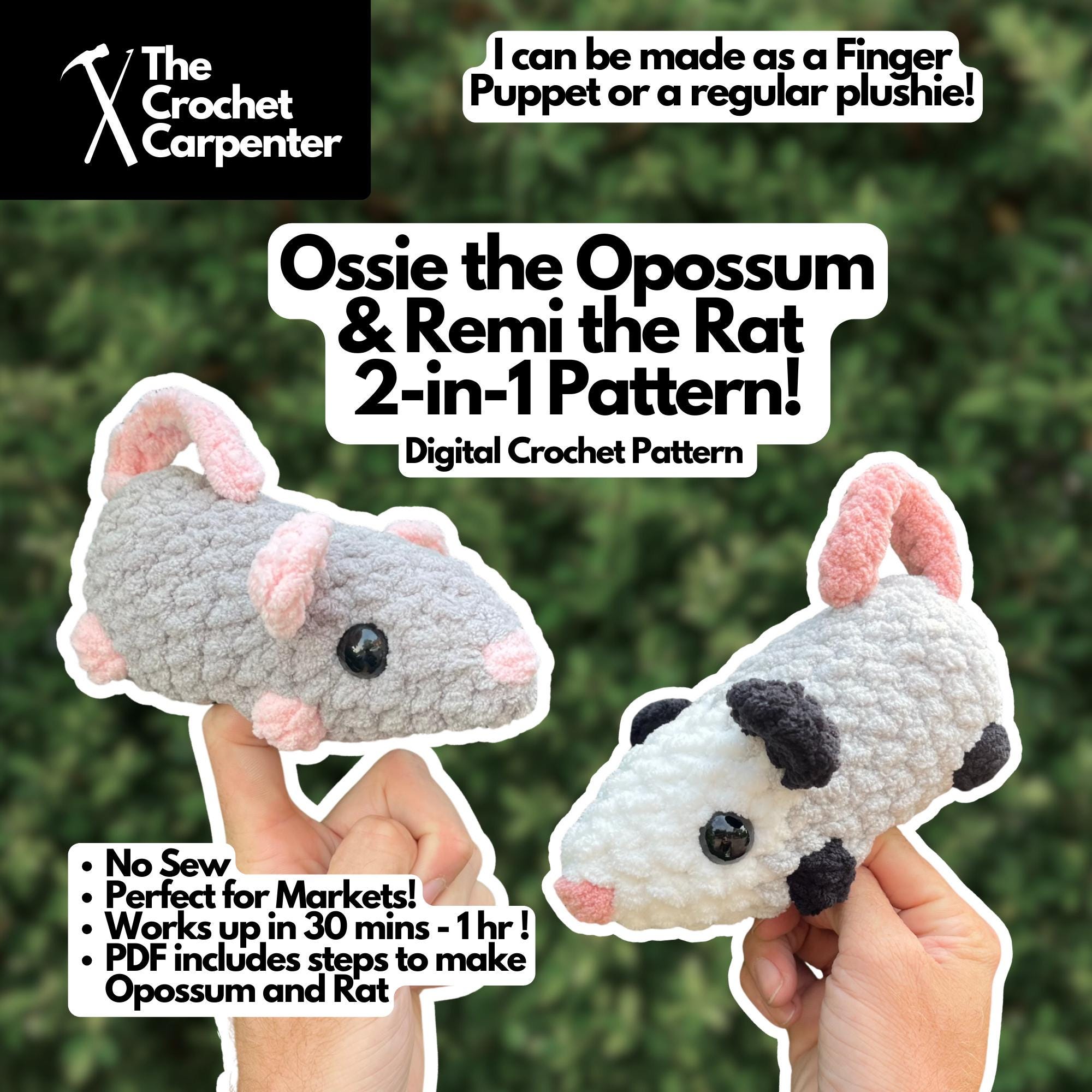39 Opossum Crochet Patterns for Cute, Quirky Amigurumi Projects 32 Ossie the Opossum & Remi the Rat