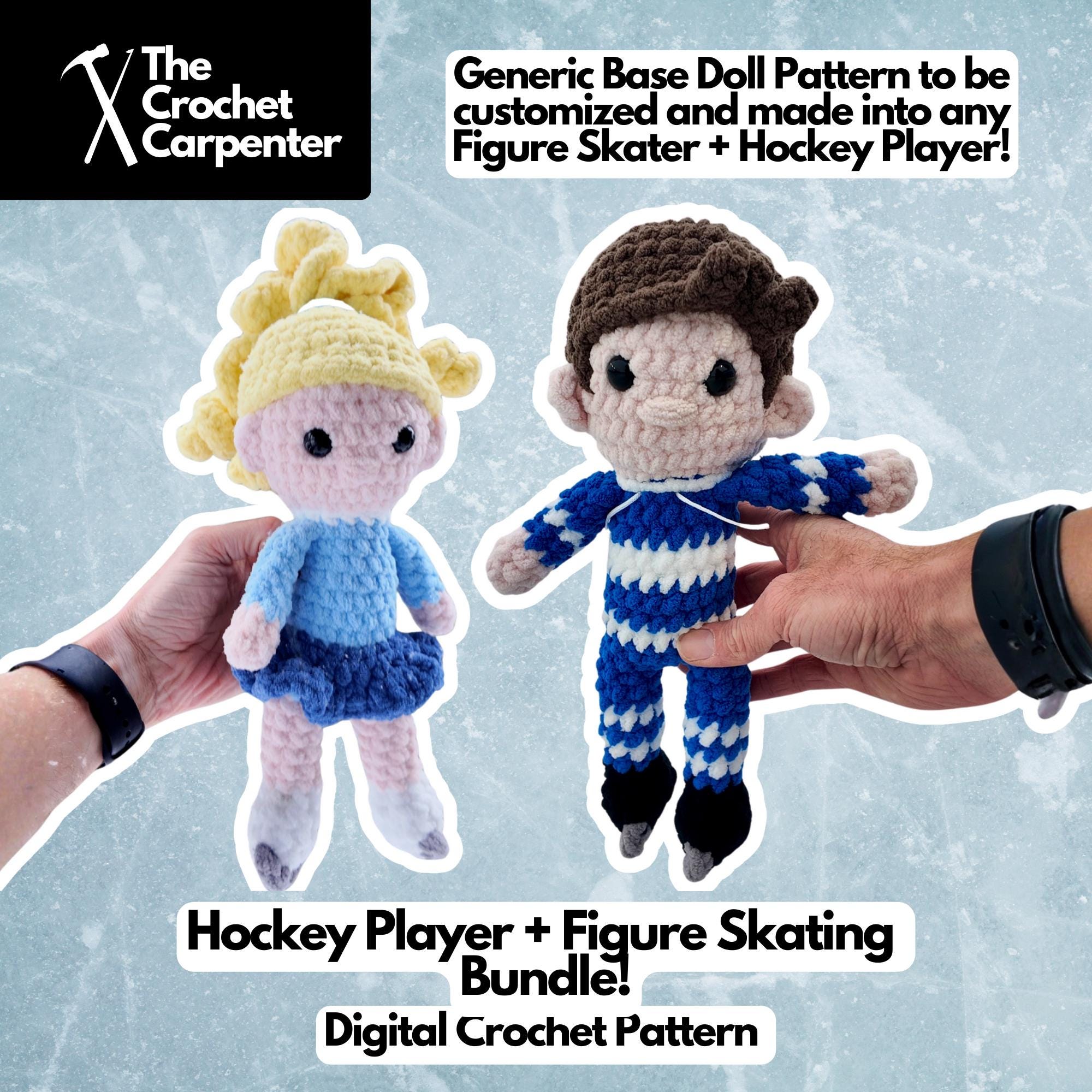 24 Fascinating Crochet Art Dolls and Figures 17 Crochet Hockey Player + Figure Skater Bundle Patterns