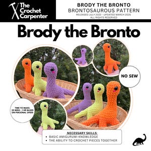 Brody the Bronto - Crochet Dinosaur PDF Pattern - Digital Download | The Crochet Carpenter