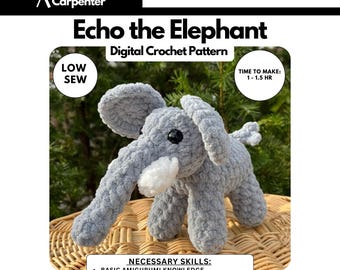 Echo the Elephant Crochet Pattern: Amigurumi Toy (PDF Download)