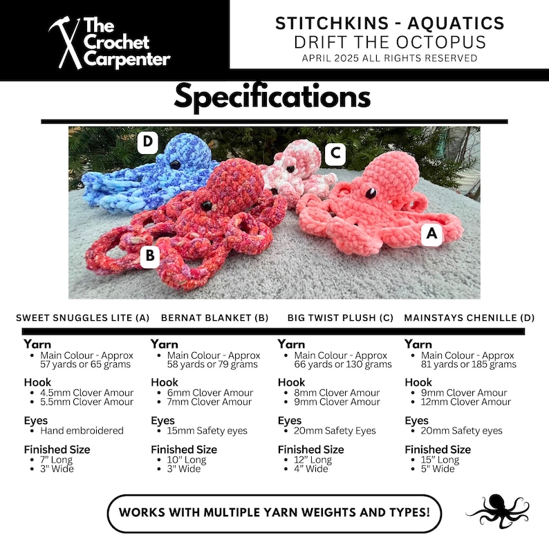 2 Crochet Octopus + Baby Octopus Bundle - PDF Pattern: Finger Puppet & Plushie (Digital Download) image 8
