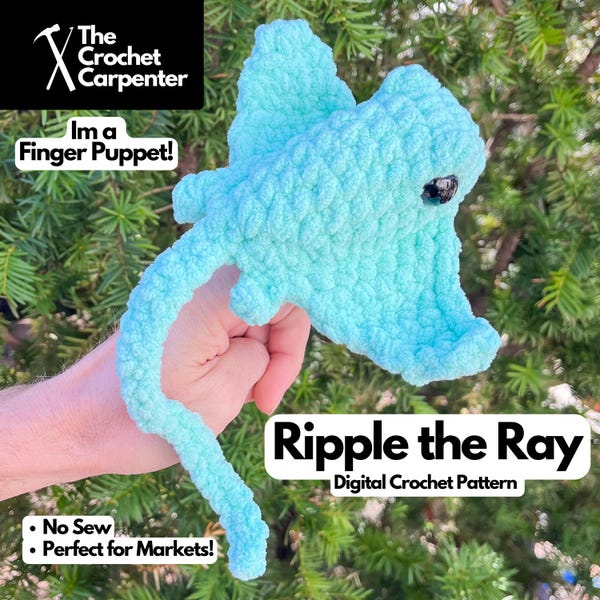 Patrón de raya de ganchillo: marioneta de dedo y peluche (descarga digital)