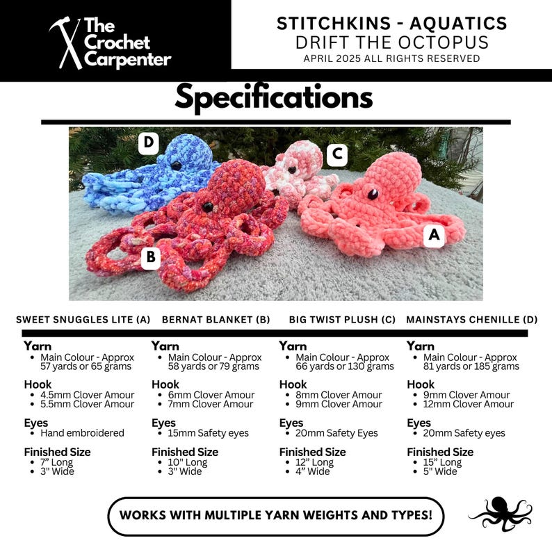 Crochet Octopus PDF Pattern: Finger Puppet & Plushie (Digital Download) image 4