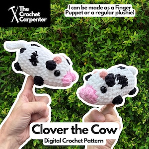 PDF-patroon gehaakte koe: vingerpop en knuffel (digitale download)
