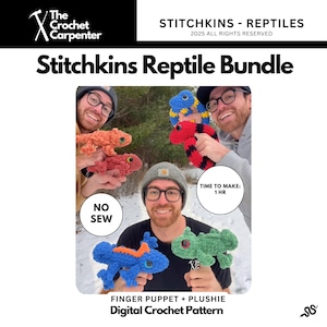 Stitchkins virkmönster för reptiler: Orm, kameleont, drake (digital nedladdning)