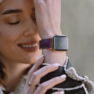 Purple Leather Apple Watch Band: Personalized iWatch Strap