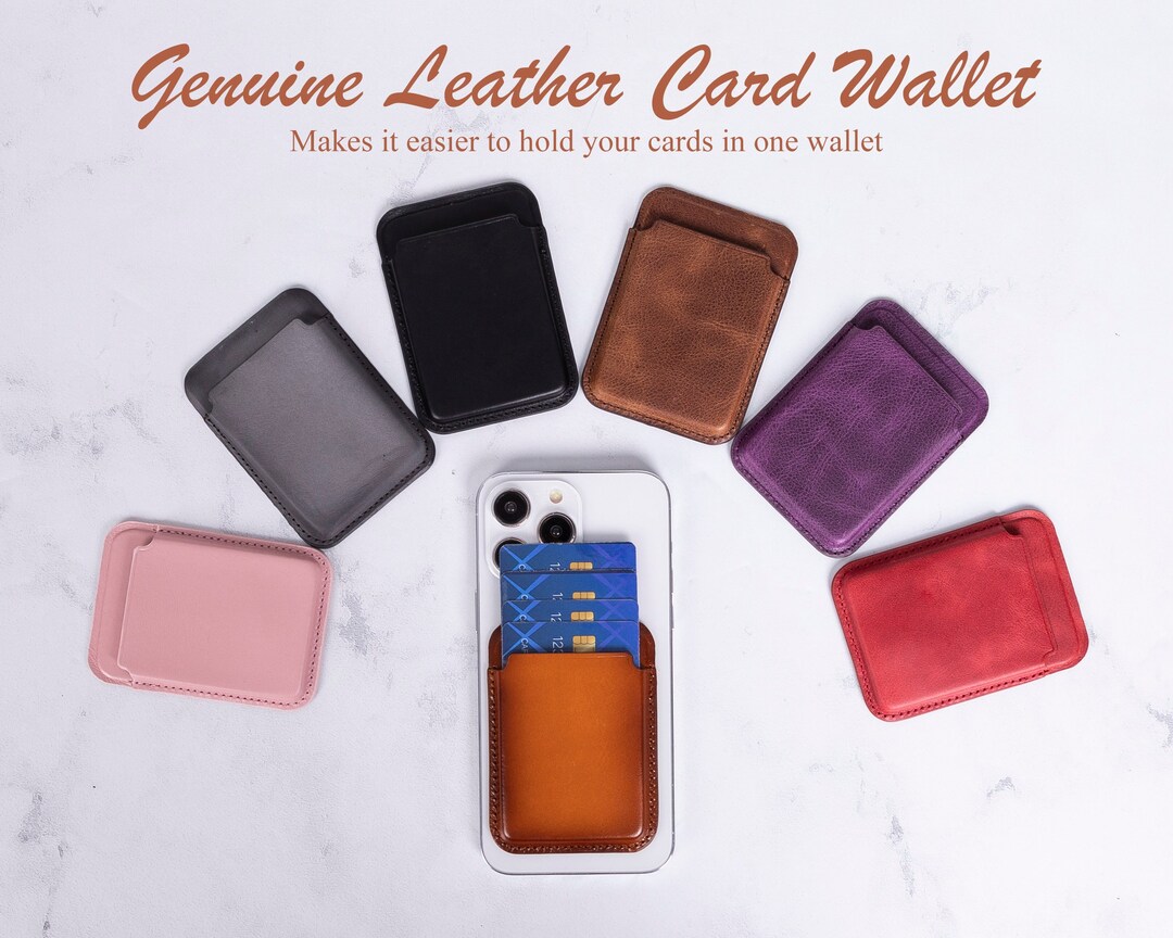 Full Grain Leather Stickon Card Holder Wallet, Personalized Leather