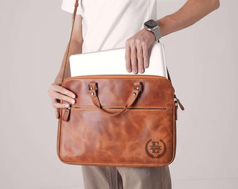 Leather Macbook Pro Air Case: Laptop Sleeve Crossbody, Work Bag, Teacher Bag, Back to School Teacher Appreciation Gift