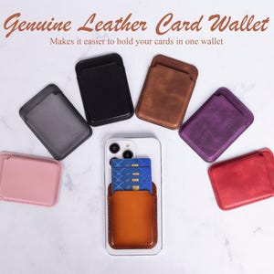 Stick-on Card Holder Wallet Gift For Him, Personalized Leather Wallet, Custom Mens Leather Wallet, Phone Card Holder, Credit Card Holder